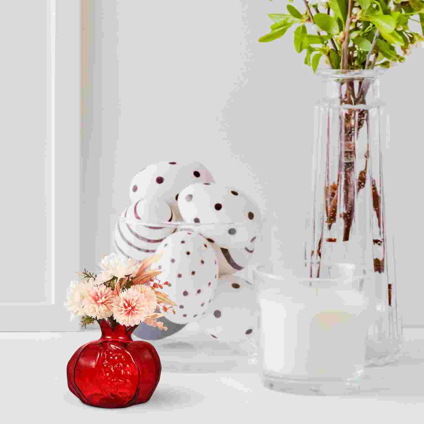 Pomegranate Shaped Glass Vase Creative Flower Arrangement Hydroponic Planter Vases Centerpieces Home Decor Table Accessories