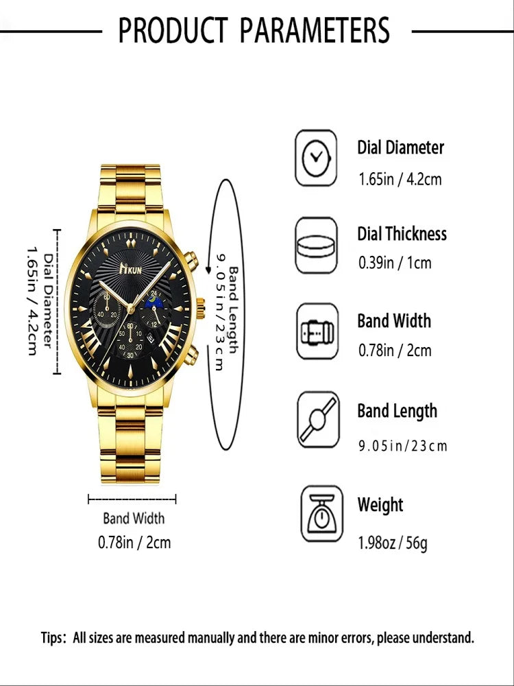 Men's 3-piece watch set, unique personality, fashionable and retro, suitable for daily wear