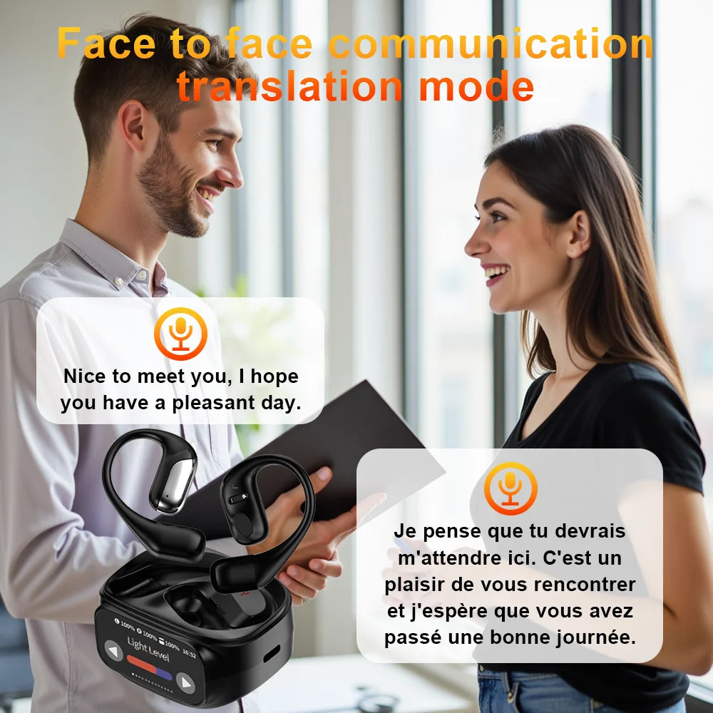 Smart Touch Screen Bluetooth 5.4 Earphones Sports OWS Wireless Translation Headphones Business Earbuds IPX6 Waterproof Headset