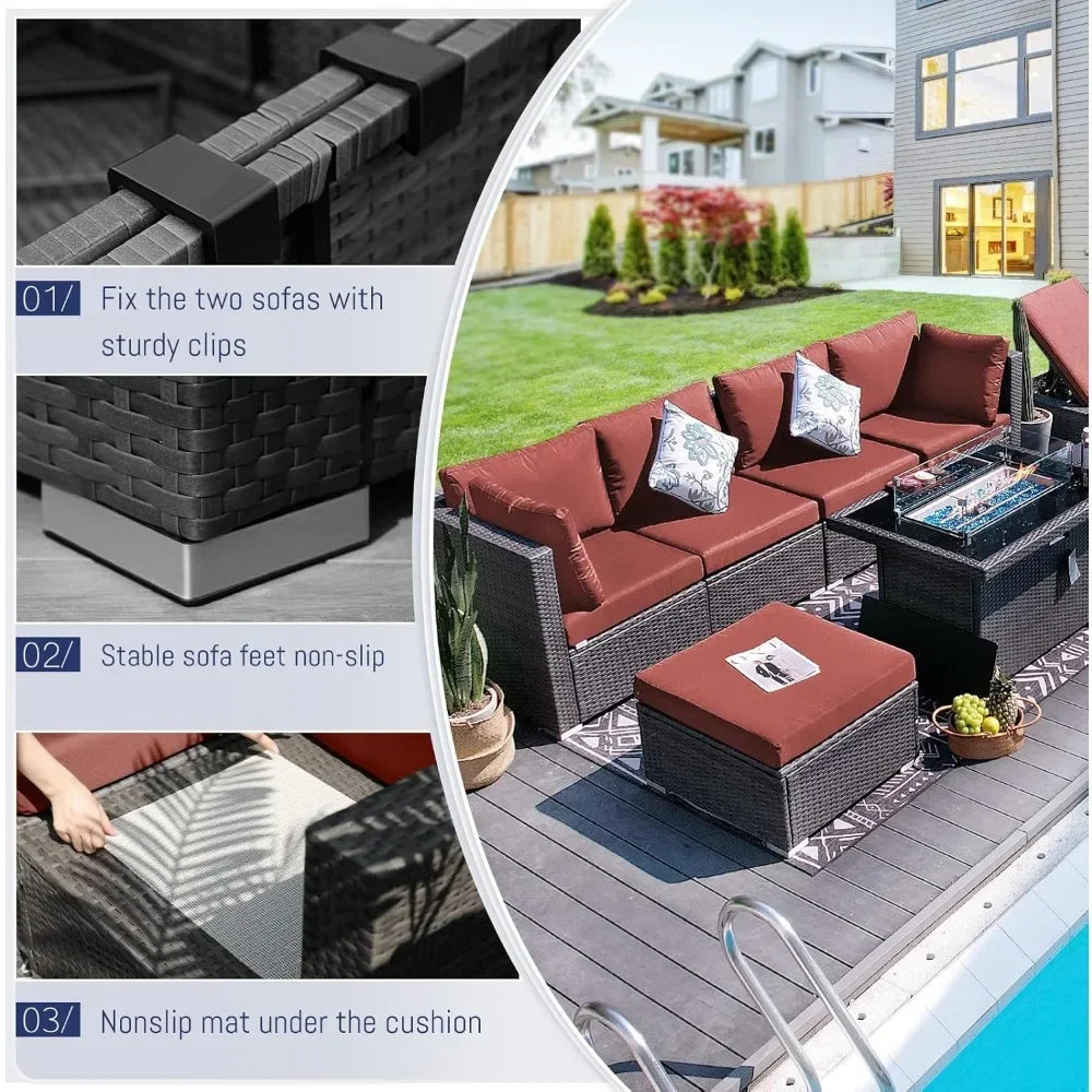 Large High-Back Wicker Patio Conversation Set – Rattan Outdoor Sectional Sofa for Backyard, Garden & Outdoor Living Spaces