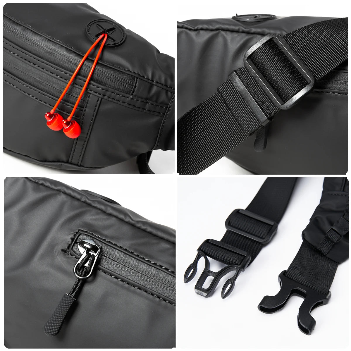 Men Fanny Pack with Anti-theft Zip, Waterproof Sports Outdoor Sling Bag, Adjustable Crossbody Belt Bag for Travel Walk Cycling