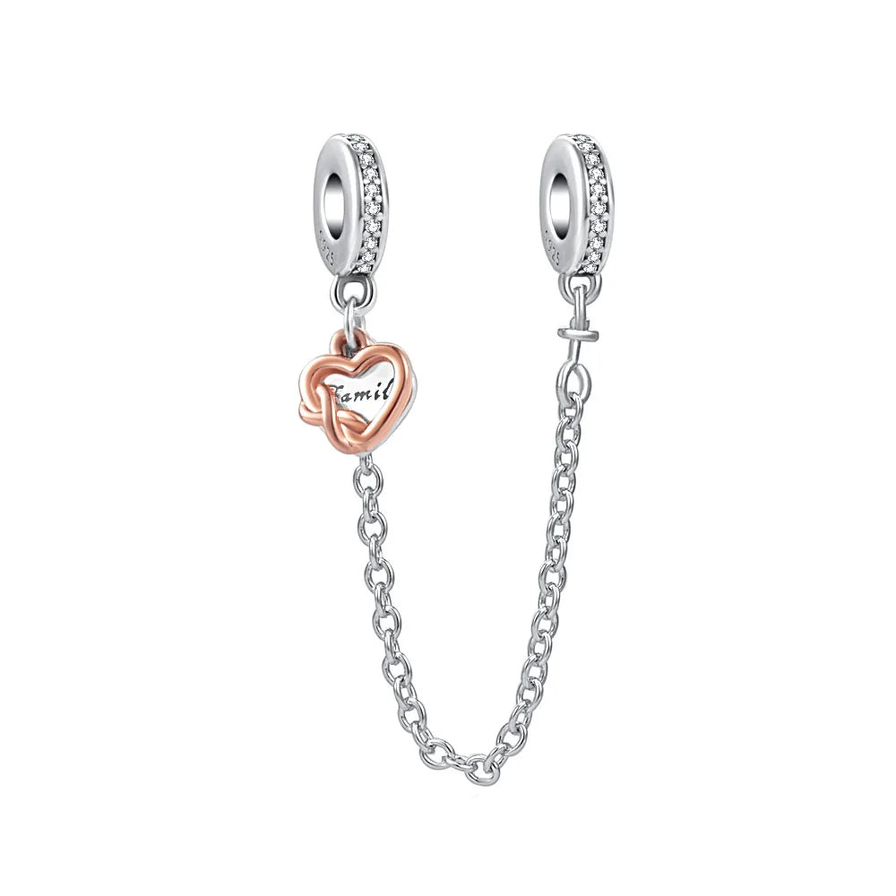 New 925 Silver Horseshoe Clover Star Cat Charm True eyes Pendant Safety Chain Bead Fit Original Bracelet Jewellery Gift dragon