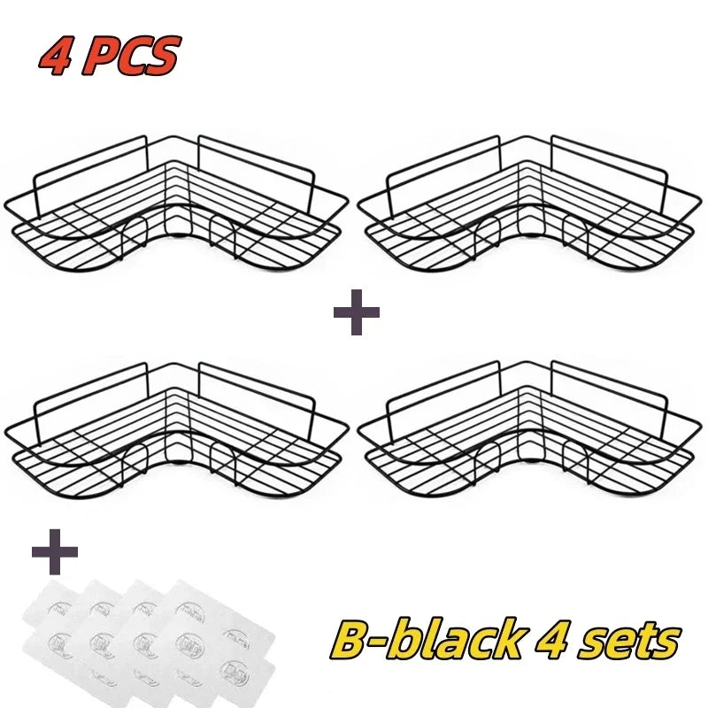 Bathroom Shelf Bathroom Accessories Shampoo Storage Shelf Cosmetic Holder No Punch Metal Shelf Condiment Organizer Corner Shelf