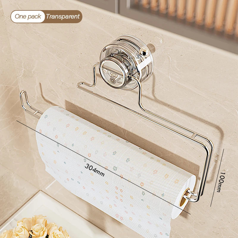 Bathroom Storage Rack With Strong Suction Cup No Punching Wall Mounted Bathroom Kitchen Tissue Holder For Multi Scene Storage