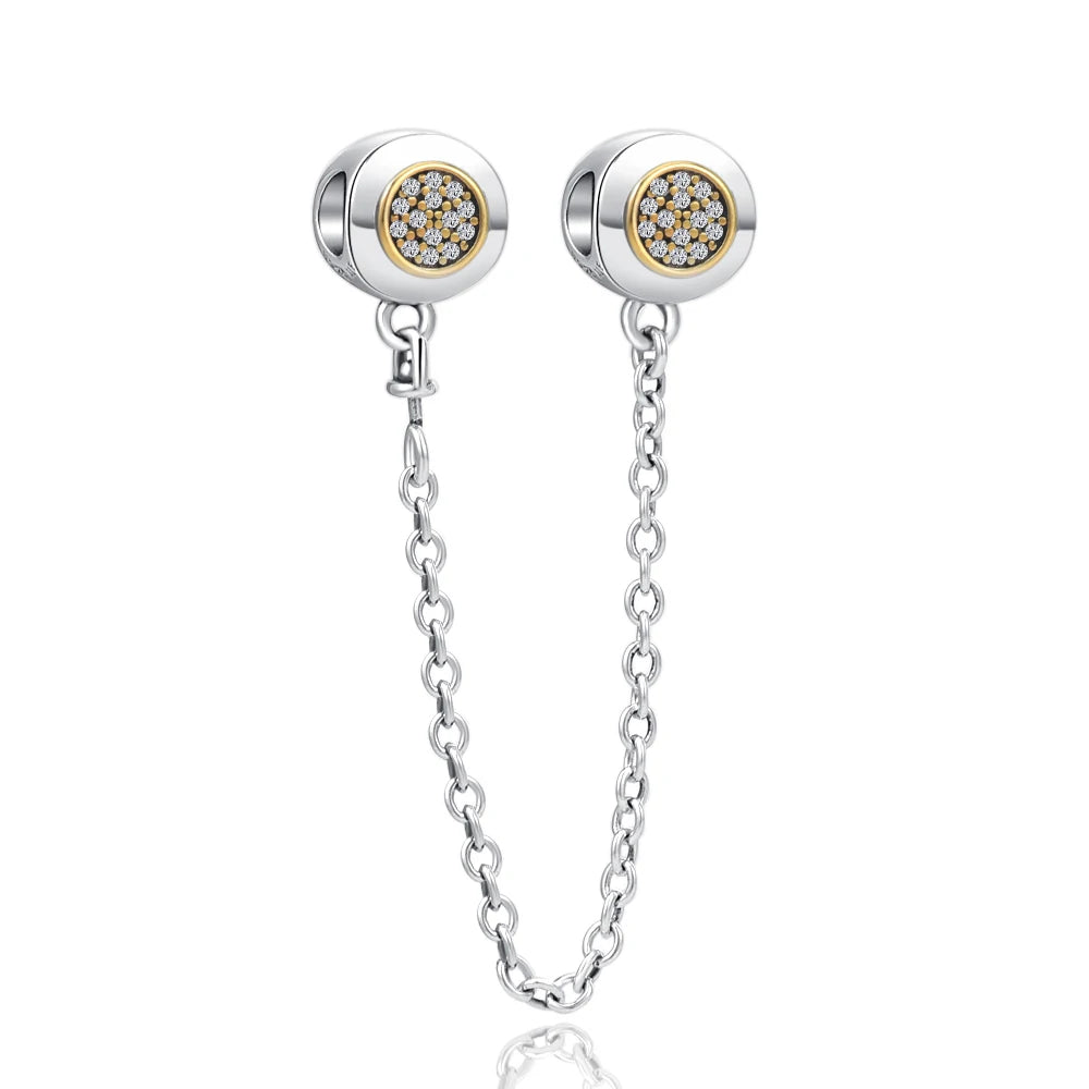 New 925 Silver Horseshoe Clover Star Cat Charm True eyes Pendant Safety Chain Bead Fit Original Bracelet Jewellery Gift dragon