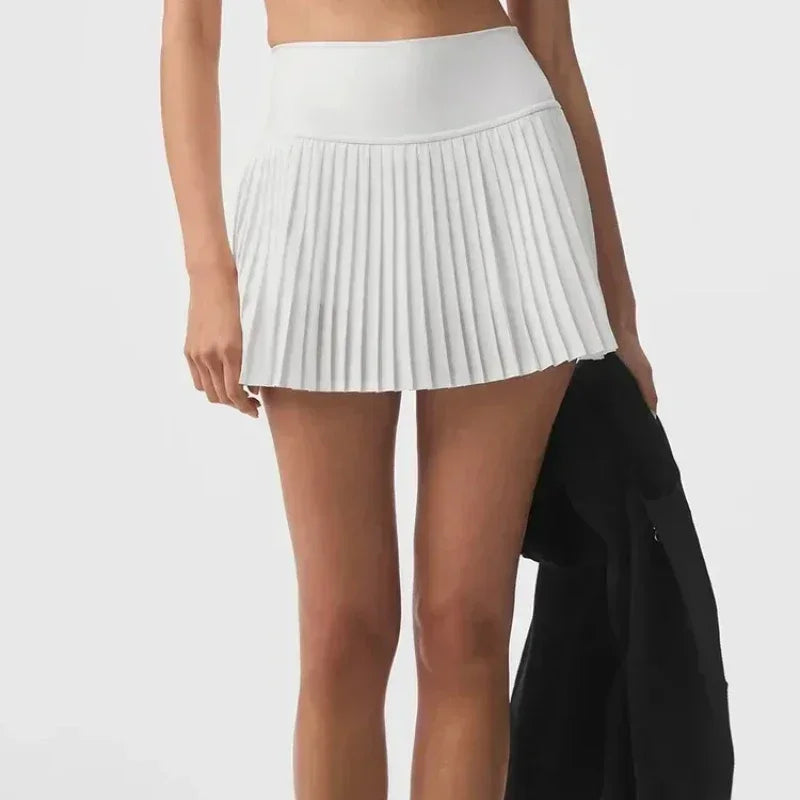 Fitness Yoga Sports Pleated Gym Skirt High Waist Solid Color Tennis Skirt Fitness Fast Drying Skirt Fashionable Women Cropped