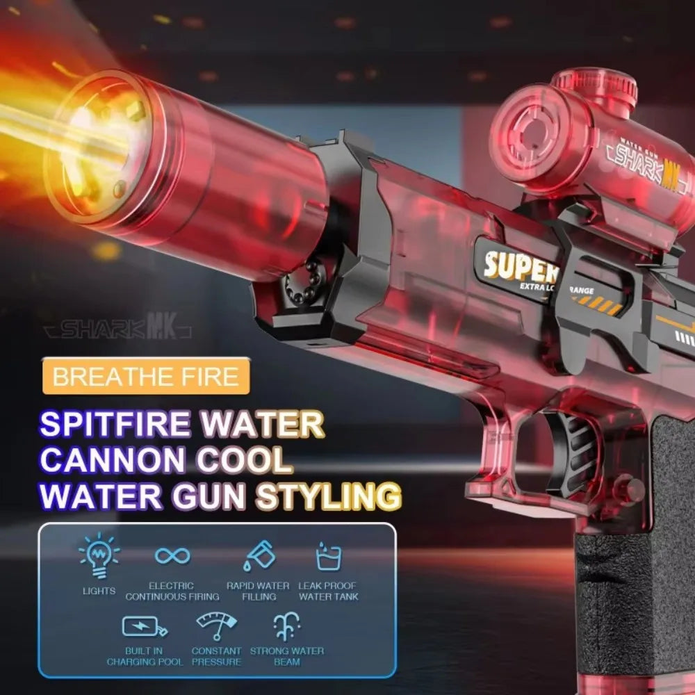 Electric water gun with nozzle flame muzzle automatic spray gun remote summer outdoor swimming pool water toy gift