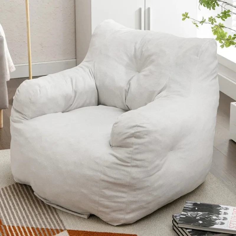 Soft Teddy Fabric Bean Bag Chair Memory Foam Filled Ergonomic No-Assembly Ideal for Living Room Home Furniture Bean Bag Sofas
