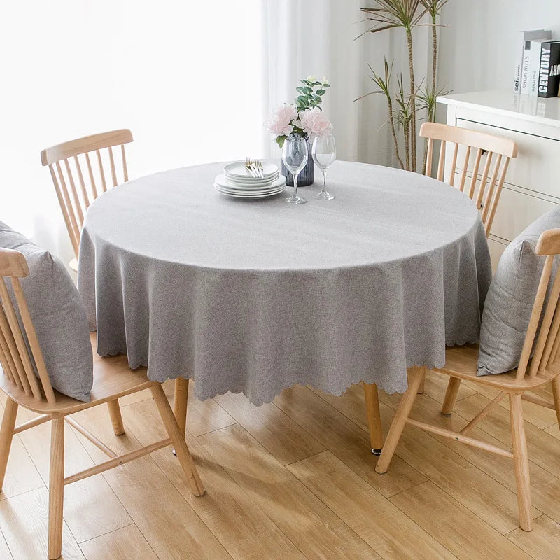 Wedding Round Tablecloth Waterproof And Oil-Proof Solid Color Cotton And Linen Tablecloth Hotel Wedding Dining Table Cloth Decor