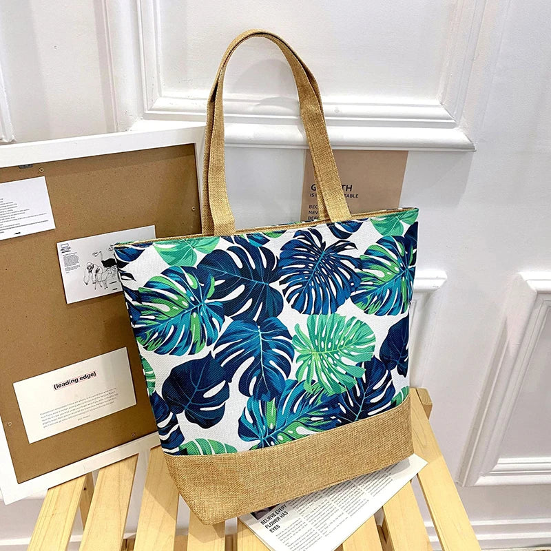 New Women Handbag Floral Printed Beach Shopping Large Capacity Tote Bag Fashion Casua High Capacity Travel Ladies Shoulder Bag