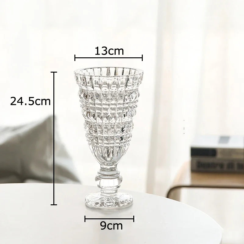 Goblet Shaped Transparent Glass Vase Desk Decoration Flower Arrangement Hydroponics Flower Pot Floral Vases Room Aesthetic Decor