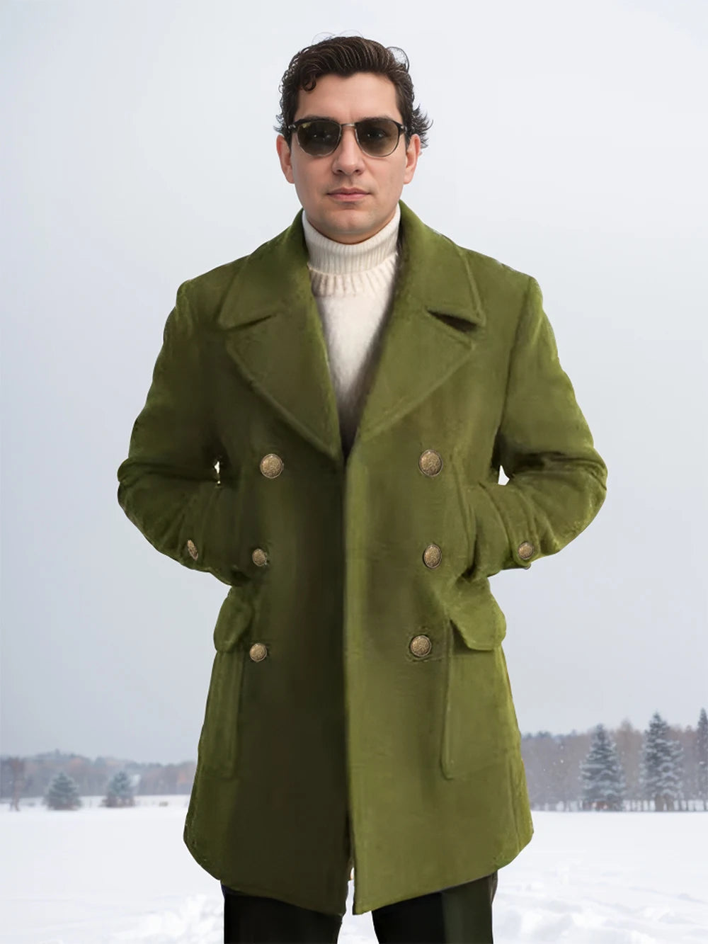 Cross border new British style men's mid to long length long sleeved coat for autumn and winter men's warm jacket