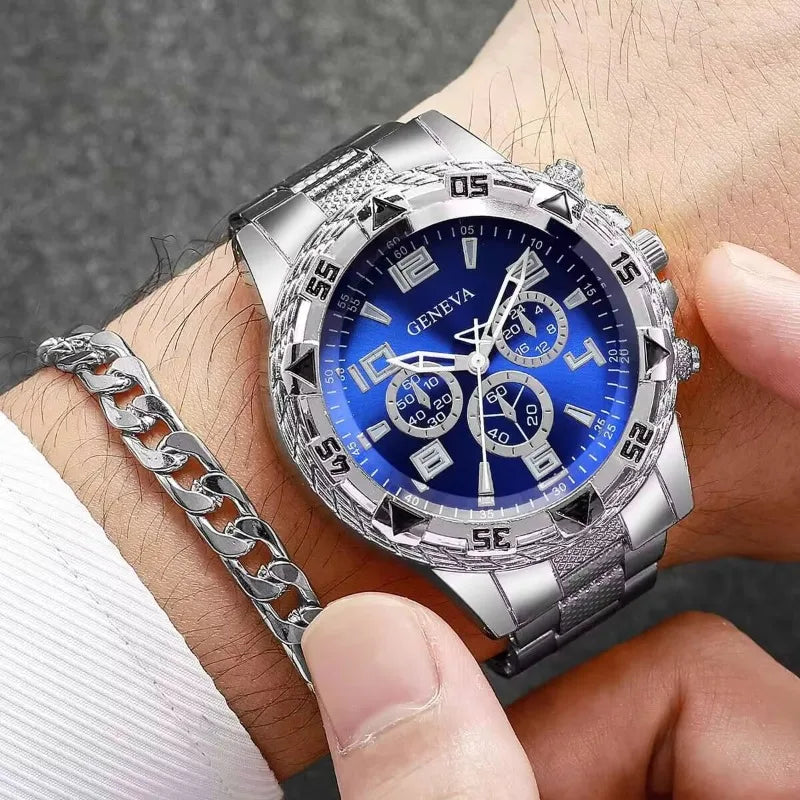 Fashion Men Business Watches Luxury Large Dial Quartz Watches for Man Set Relogio Masculino Reloj Hombre (No Box)часы мужские