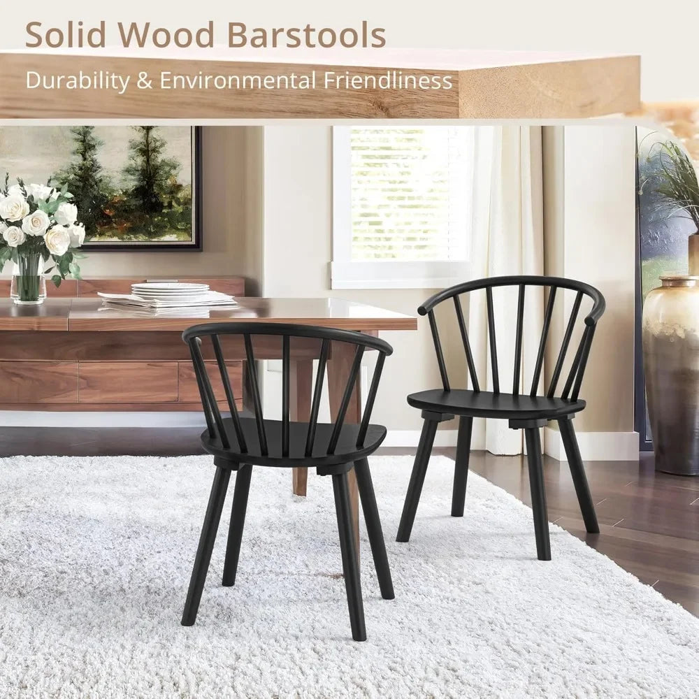 Dinings Chairs Set of 8,Farmhouse Wood Dinings Chair with Semicircular Backrest,Spindle Dining Chair for Kitchen and Dining Room