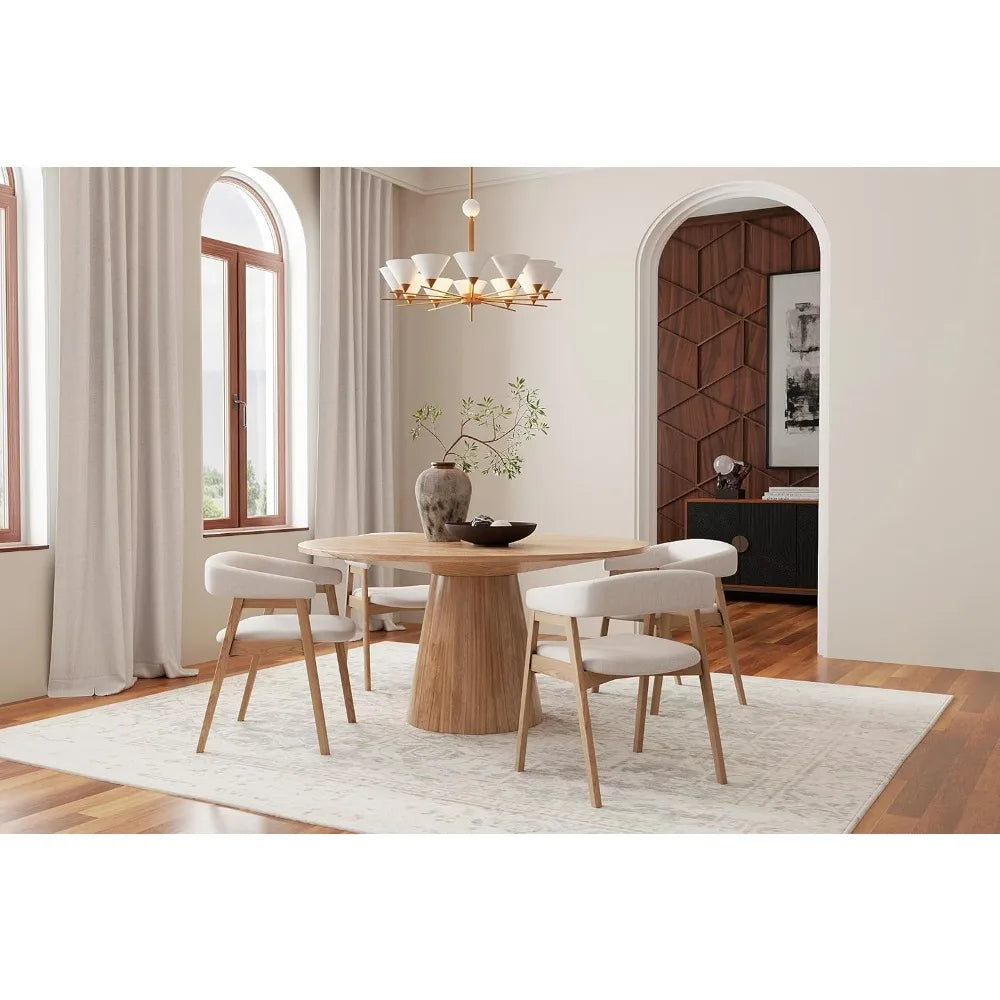 Cove Round Solid Wood Dining Table, Natural