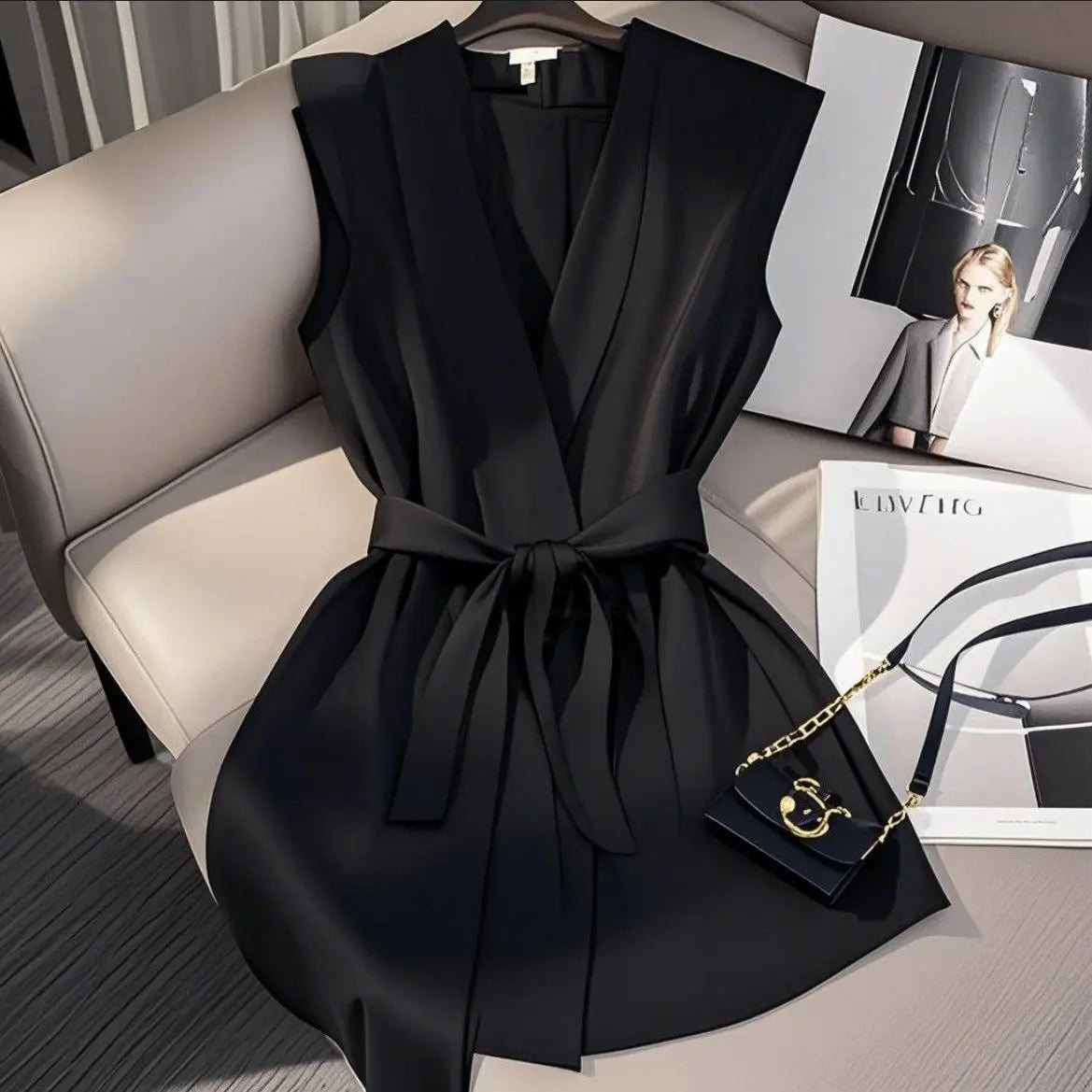618 Women Clothing Casual Fashion Loose Simplicity Elegant Trend Solid Color Sleeveless Temperament Cardigan Evening Dresses