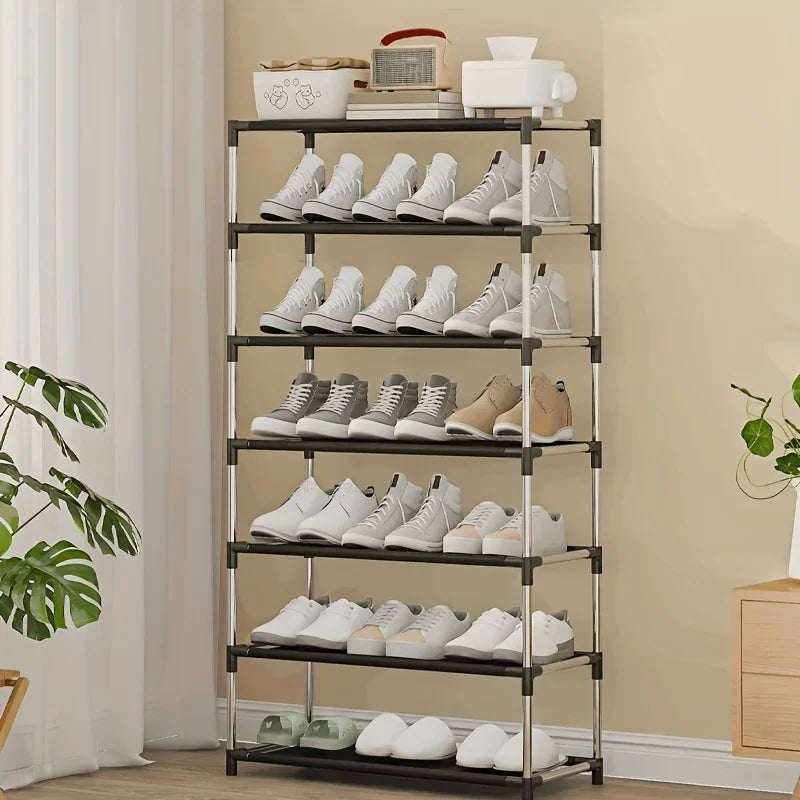 2025 6/7 Tier Stackable Wardrobe Shoe Rack - Space-Saving Storage for Entryways, Hallways & Closets, in Black,Simple shoe rack