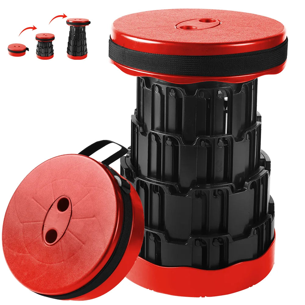 Round Stool Retractable Stool Portable Outdoor Furniture Lounge Folding Stool for Camping Fishing Traveling