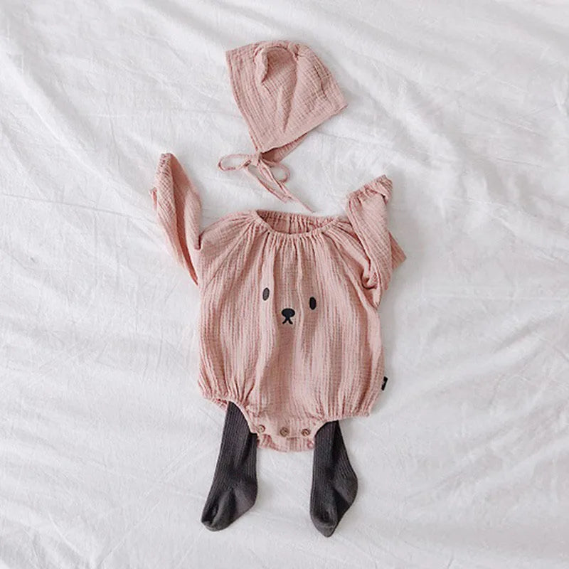 Baby Boy Girl Clothes Set Muslin Spring 0-5Y Baby Organic Cotton Lapel Navy Style Long Sleeve Tops + Shorts Newborn Baby Sets