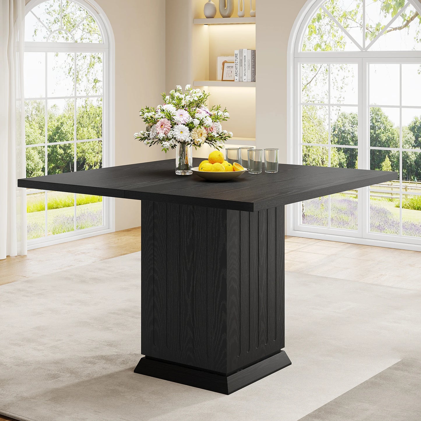 Tribesigns Square Dining Table with 2 Placemats, Modern Engineered Wood Small Dinner Kitchen Table for 4 People