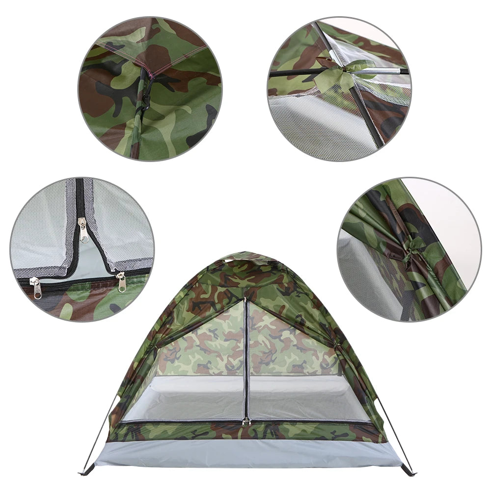 TOMSHOO Camping Tent for 2 Person Single Layer Outdoor Portable Camouflage Summer Tent for Outdoor Camping Traveling Tent