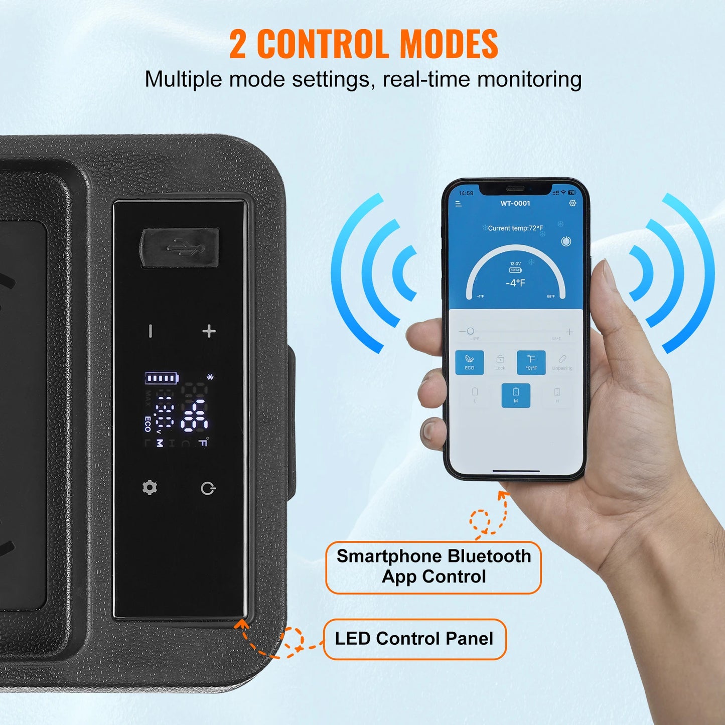 VEVOR 8L Car RefrigeratorCar Armrest Refrigerator Fridge 8L Single Zone Freezer -4℉-68℉ Adjustable Range 12/24V DC and Cooler