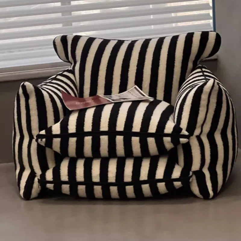 MOMO Simple Household Living Room Leisure Lazy Sofa Net Red Striped Bedroom Tatami Creative Backrest Chaise Longue