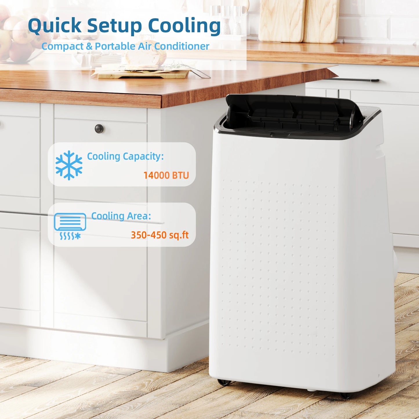 14000 Btu Air Conditioner Portable for Room Up to 750 Sq.Ft 24H Timer 3-In-1 Quiet Ac Unit As Cooler Dehumidifier Fan