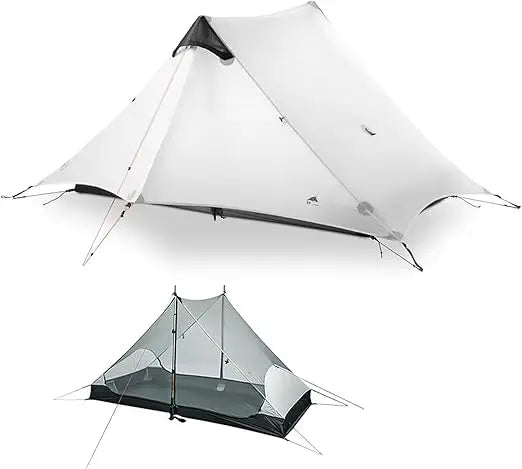 3FULGEAR Lanshan 2 Tent 2 Person Ultralight Camping Tent, 3/4 Season Professional 15D Silnylon Rodless Tent for Camping, Climbin
