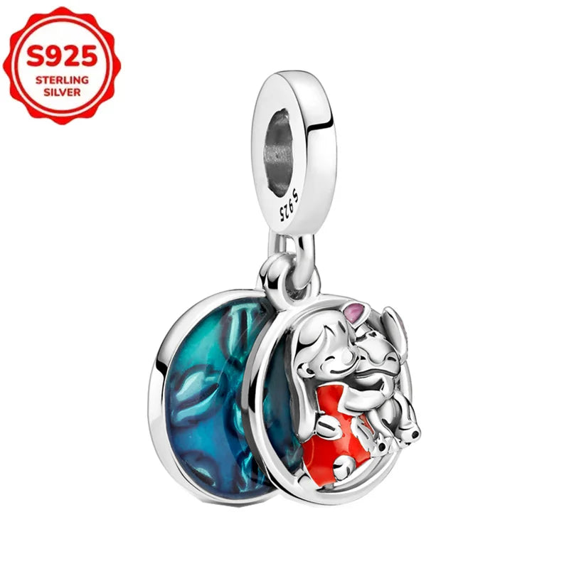 For Original Women 925 Bracelet Bangle Pendant Charm Disney Stitch 925 Sterling Silver Boutique Bead DIY Jewelry Gift New in Hot