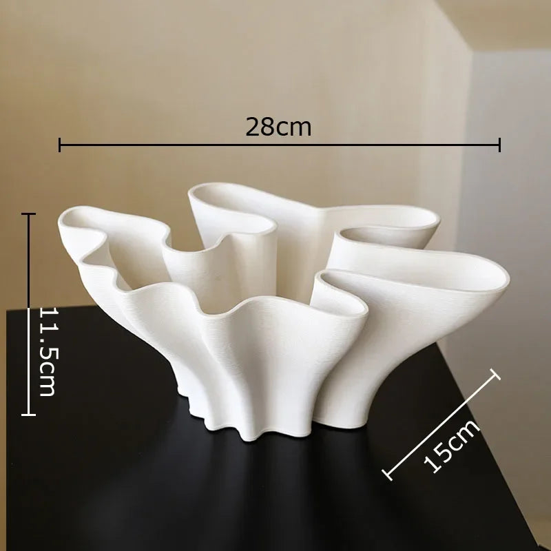 Floral Shaped Ceramic Vase Hydroponics Flower Pots Desk Decoration Flower Arrangement Modern Crafts Vases Room Aesthetic Decor