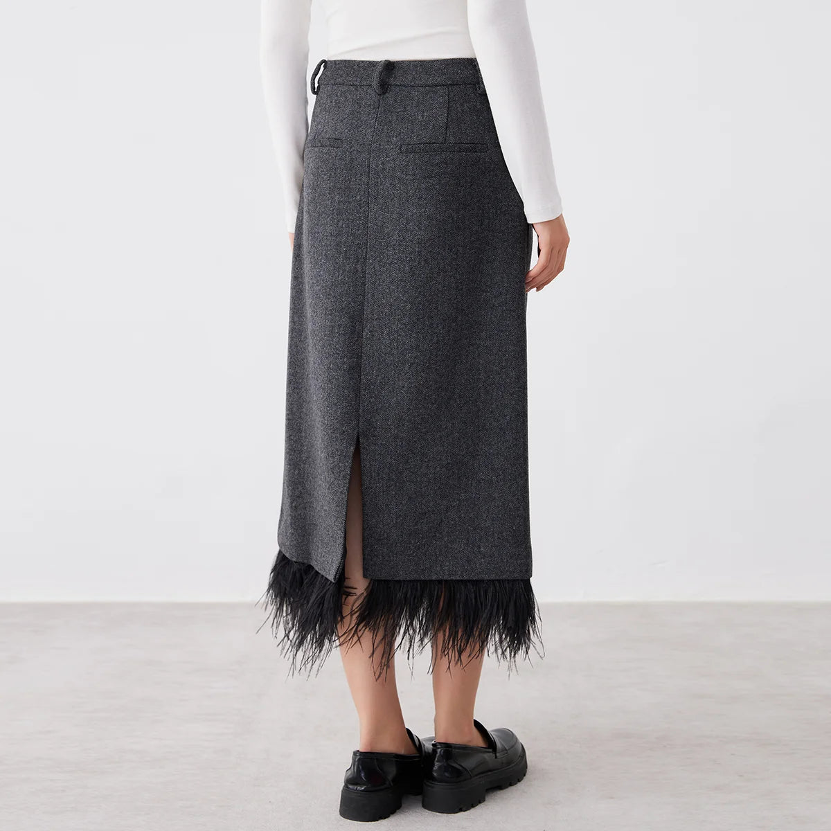 K2622W High quality luxury brand women's clothing 50% wool skirt