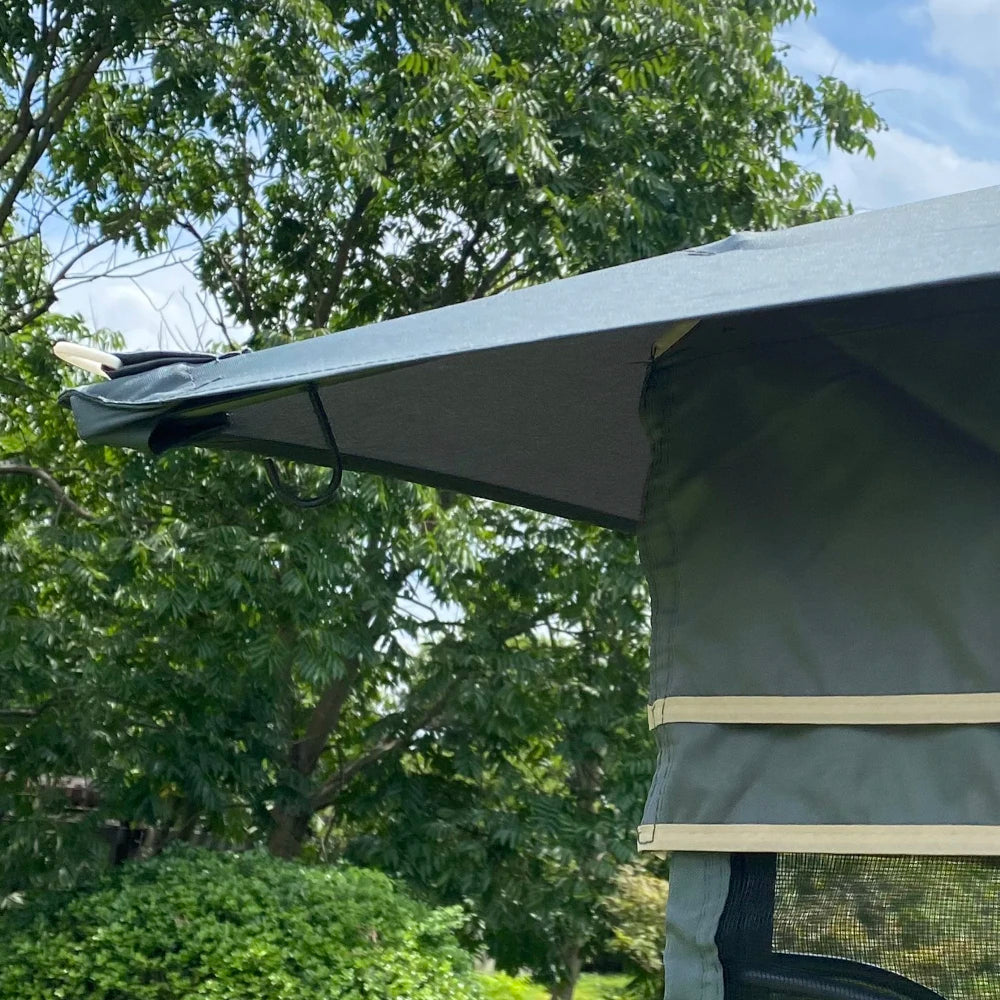 Large Space Outdoor Patio Canopy Tent Gray Top Ventilated Double Roof Mosquito Net Detachable Mesh Screen Lawn Garden Backyard