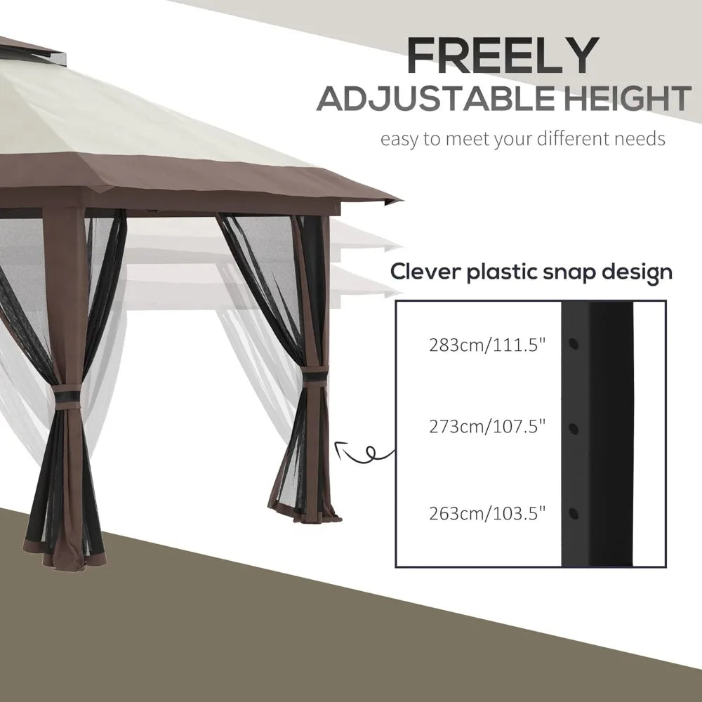 13' x 13' Pop Up Gazebo with Netting, UPF 50+ Instant Canopy Tent Shelter