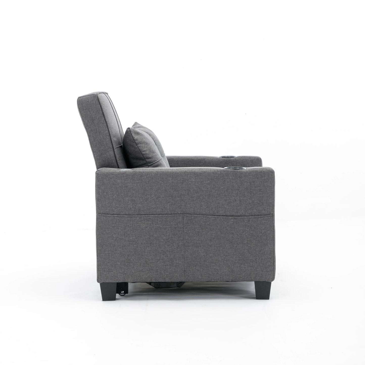 Futon Chair Bed Convertible Chair 3-in-1 Pull Out Sleeper Chair Beds with USB Ports, Armchair Bed Sleeper for ing Room (Dark Gre