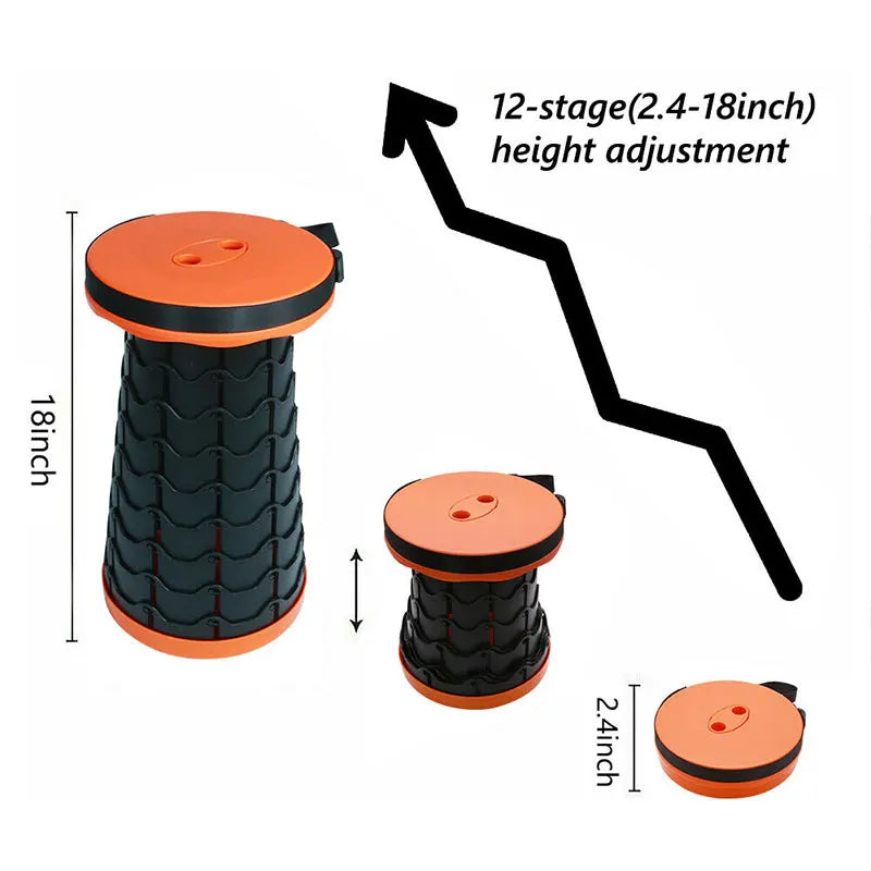 Round Stool Retractable Stool Portable Outdoor Furniture Lounge Folding Stool for Camping Fishing Traveling