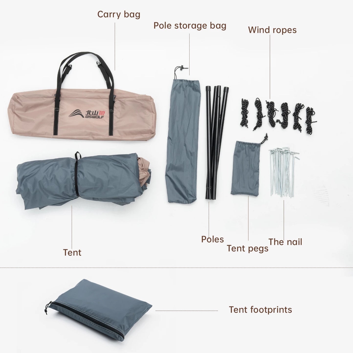 BSWolf Large Pyramid Tent Ultralight Camping tent Large Outdoor Teepee Indian Pyramid Tent 5-8 Person