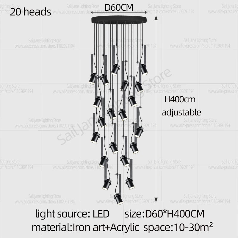 Led Spotlights Chandelier Minimalist Modern Living Room Lighting Home Decoration Hanging Restaurant Lamp Stairs Pendent light