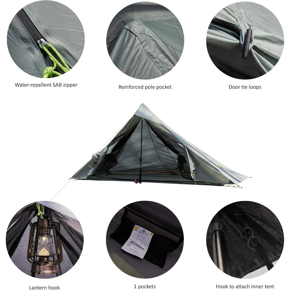 Altair One Ultralight Trekking Pole Backpacking Tent, Waterproof SIL Nylon, Double Wall, 3 Season, 1 Person Shelter for Backpack