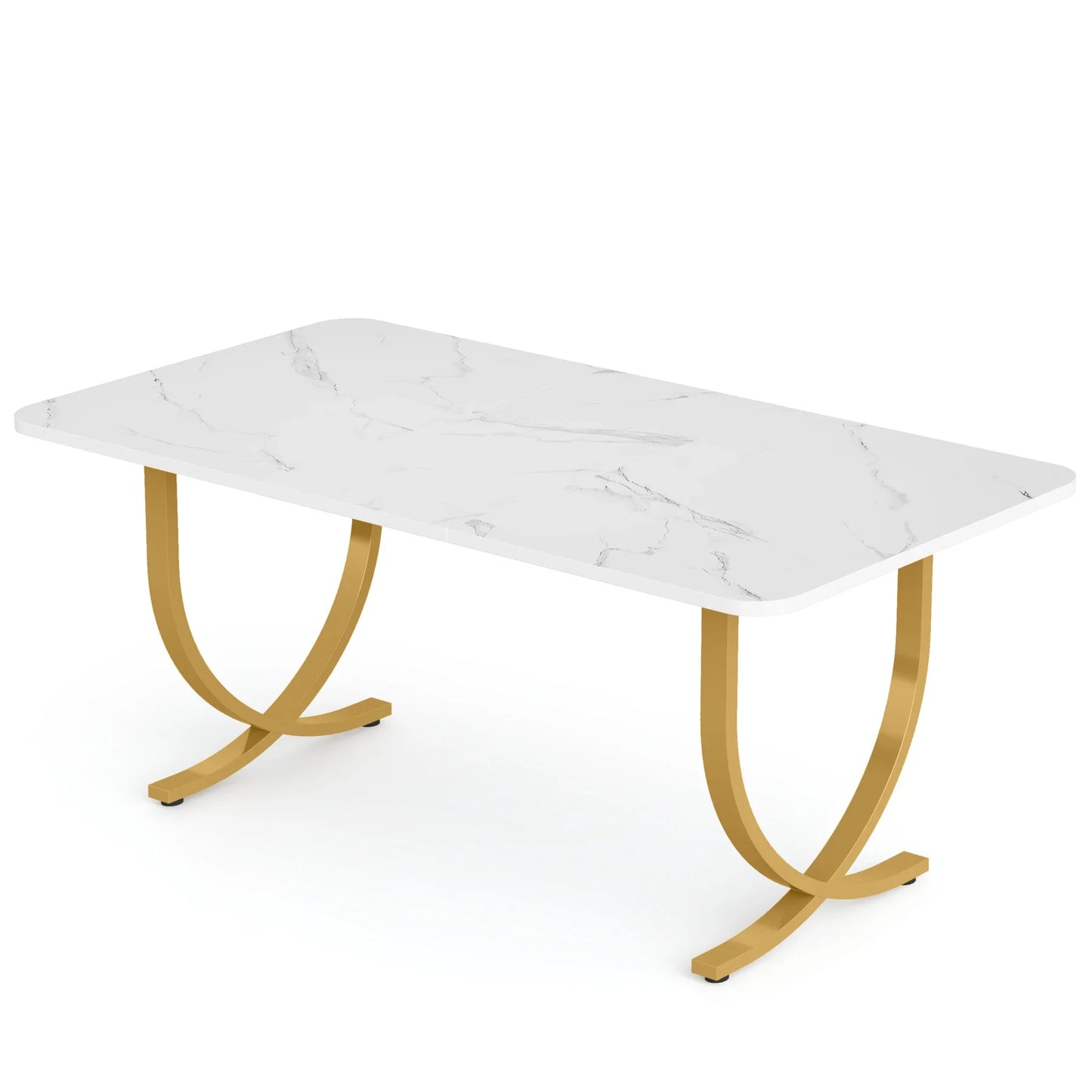 Tribesigns 63" Modern Dining Table Kitchen Table with Faux Marble Top