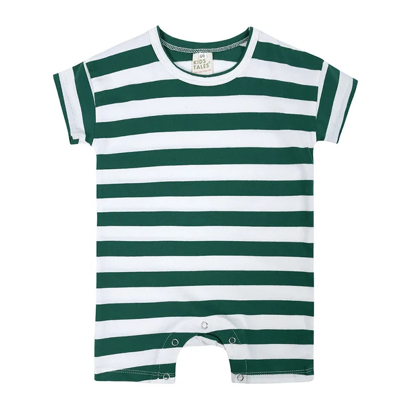 Summer Short Sleeved Baby Rompers 0-2Y Striped Onesies for Newborn Baby Boy Infant Girl Moon Printed Jumpsuit Baby Clothing