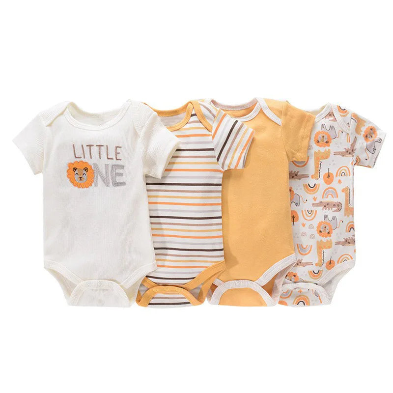 Newborn Baby Clothing 4 pieces Boy Girl baby clothes items Cotton Bodysuit Summer Short Sleeve Romper Infant