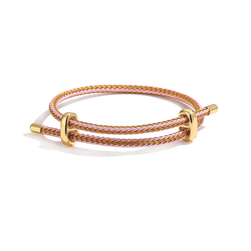 HECHENG,Colourful Steel Wire Adjustable Retractable Bracelet Handmade Braided Rope Couple Bracelet Men Women Jewellery String