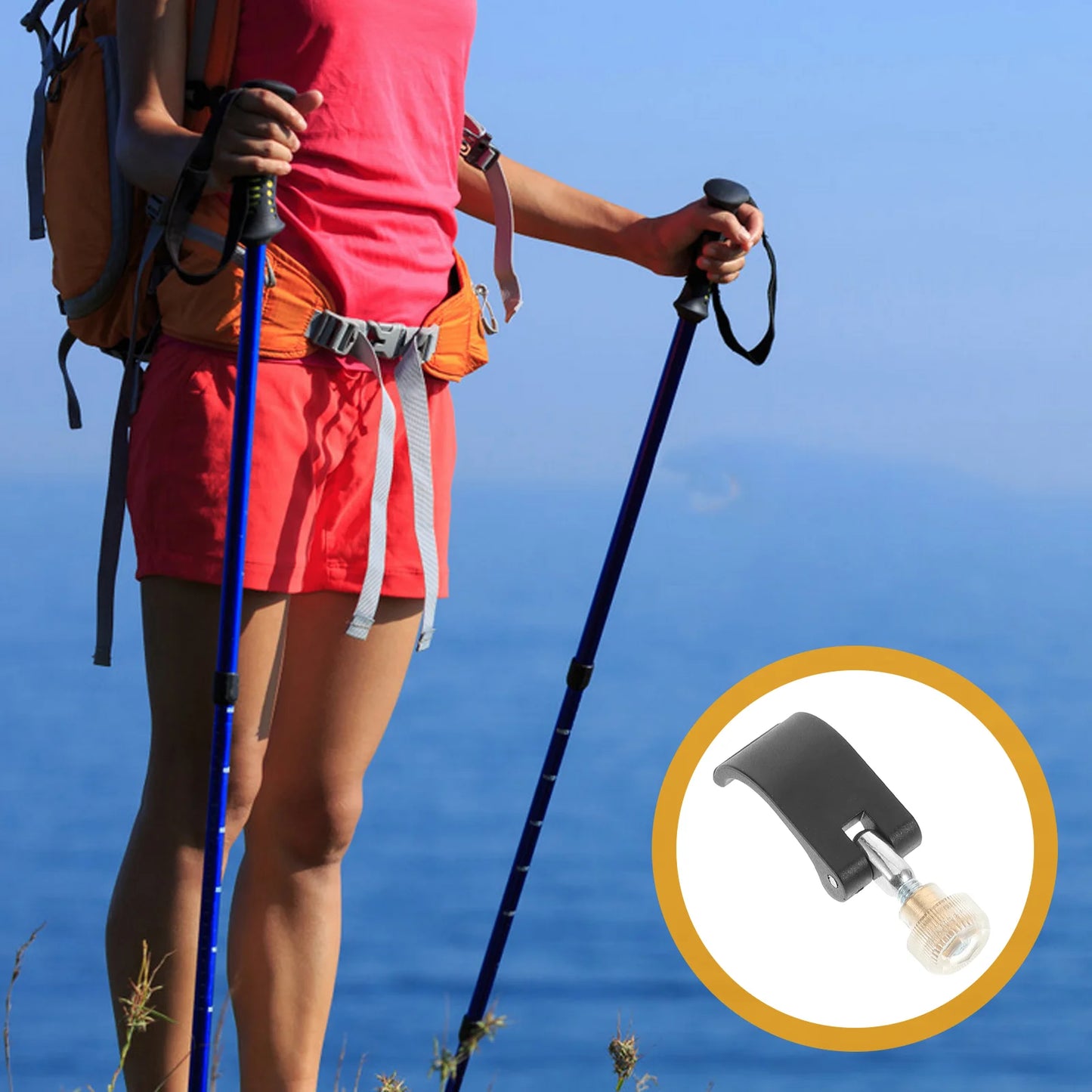 2 set Trekking Pole Accessories Walking Stick Clips Cane External Fastener Buckle Nylon Locks For Poles Walking Sticks Camping