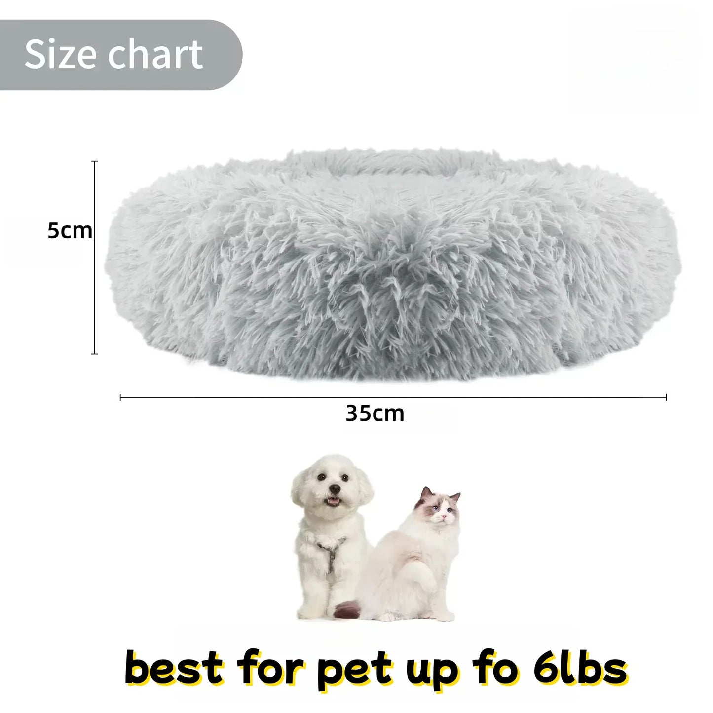 35cm Round Pet Bed for small Dog Bed Super Soft Cat Bed Long Plush Dog House for small Dog House Winter Warm Sleeping Mats