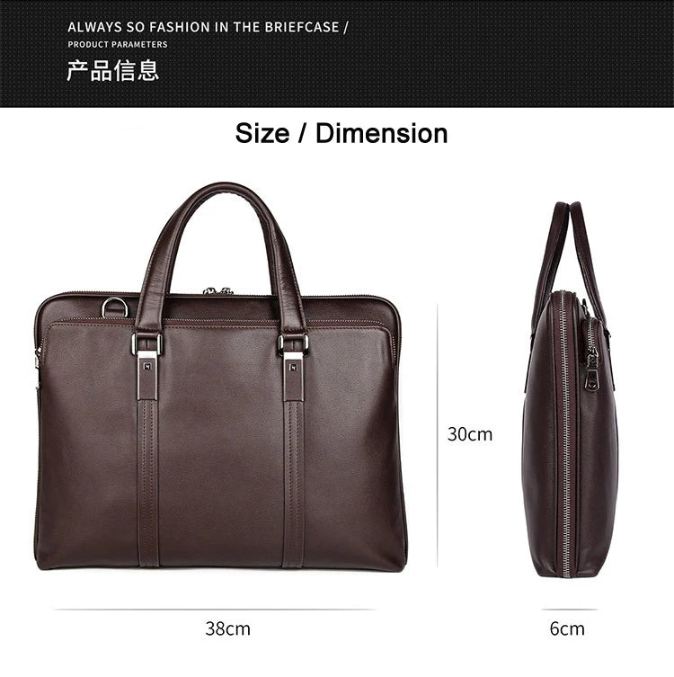 Luxury Genuine Leather Briefcase Men Leather Business Bag 15.6" Laptop Bag 14 Male Office Bag Document File Case Shoulder Bag