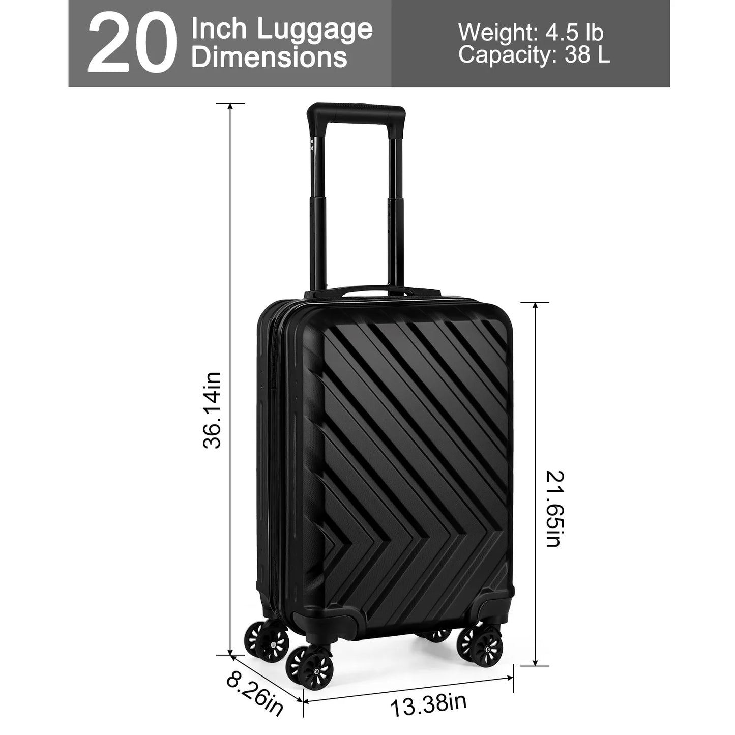 The "lockable luggage" suitcase with 20 handles can be used for travel and features a universal roller design for easy mobility