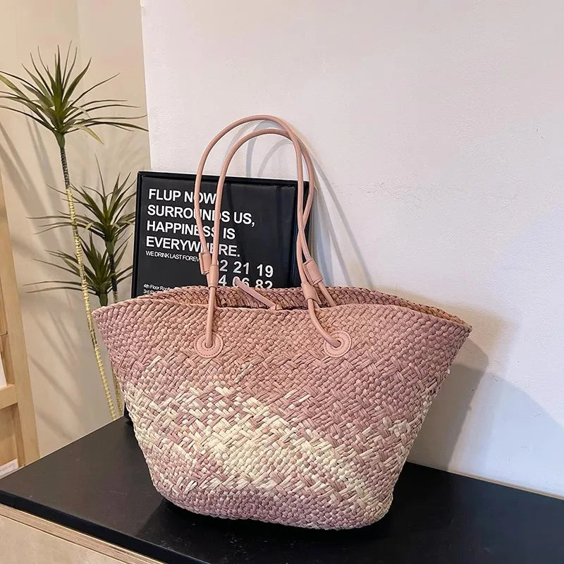 Handmade Women's Handbags big Woven Female Shoulder Bag Summer Straw Beach Bags Shopper Baskets Bohemian Rattan Tote Bag