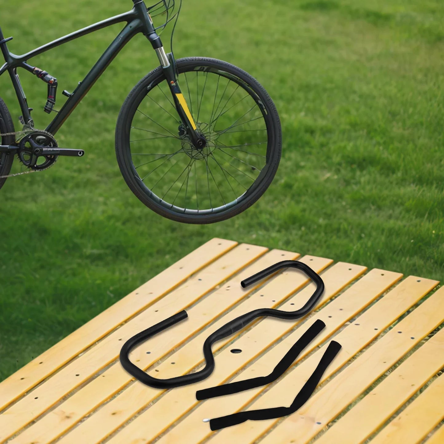 Butterfly Handlebar Handlebar 5 Degrees Bike Butterfly Handlebar 31.8mm 580mm For Touring Trekking Bike With 2PCS Grips