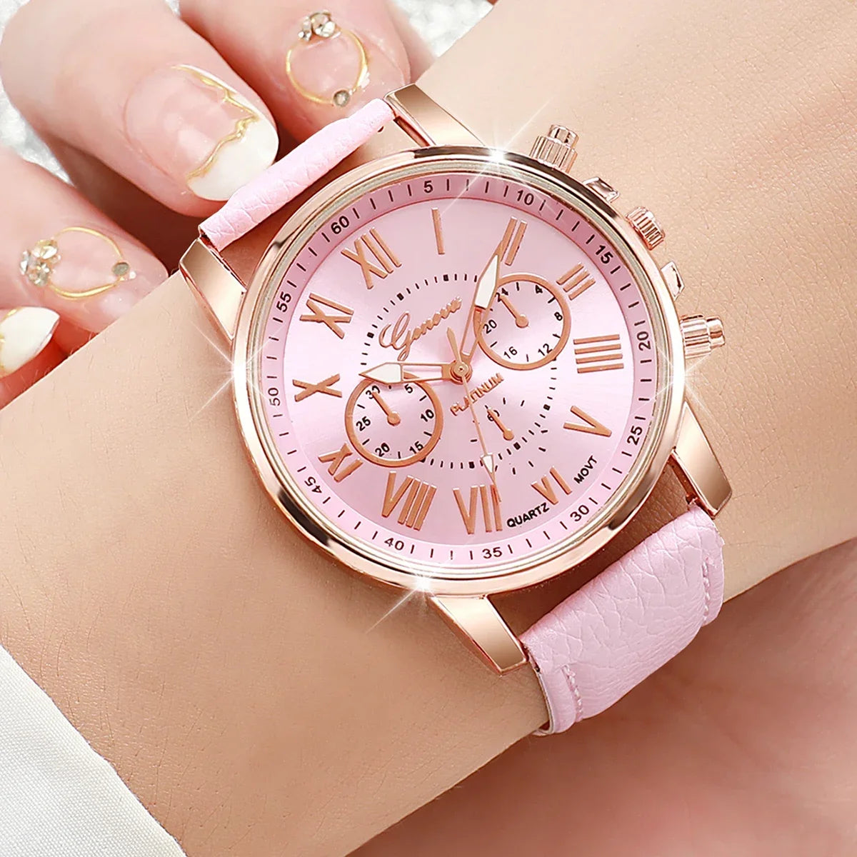 Women's Watches Fashion Roma Dial Leather Band Quartz Watch Ladies Silicone Band Wristwatch Reloj Mujer(Without Box)gift